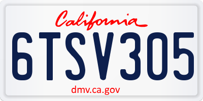 CA license plate 6TSV305