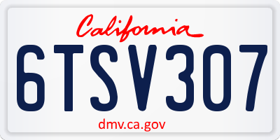 CA license plate 6TSV307