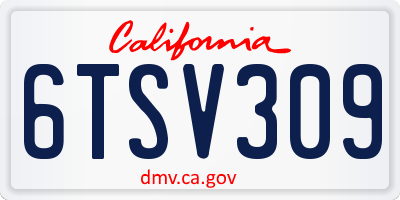 CA license plate 6TSV309