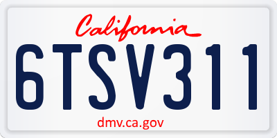 CA license plate 6TSV311
