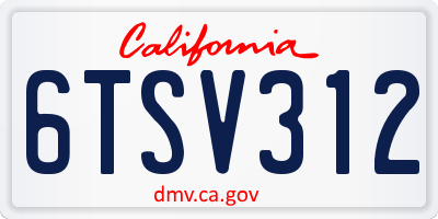 CA license plate 6TSV312