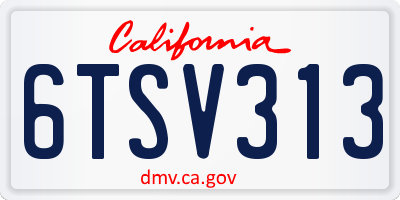 CA license plate 6TSV313