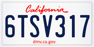 CA license plate 6TSV317