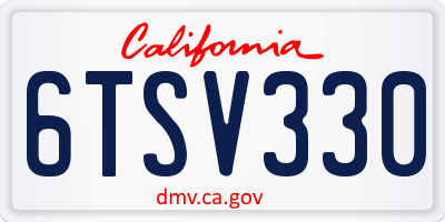 CA license plate 6TSV330