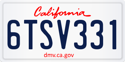 CA license plate 6TSV331