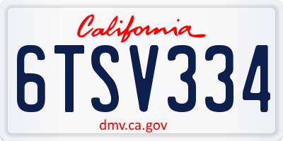 CA license plate 6TSV334