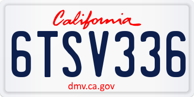 CA license plate 6TSV336