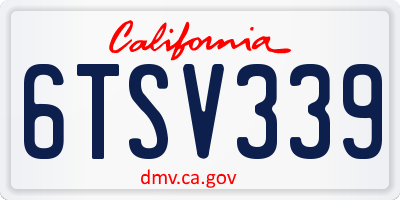 CA license plate 6TSV339