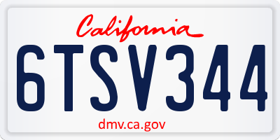 CA license plate 6TSV344