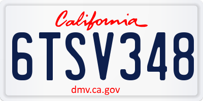 CA license plate 6TSV348