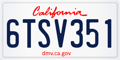 CA license plate 6TSV351