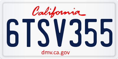 CA license plate 6TSV355