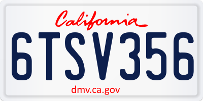 CA license plate 6TSV356