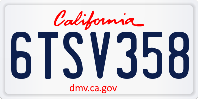 CA license plate 6TSV358