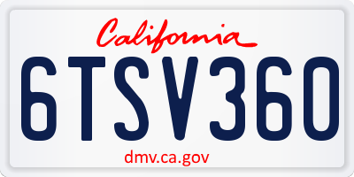 CA license plate 6TSV360