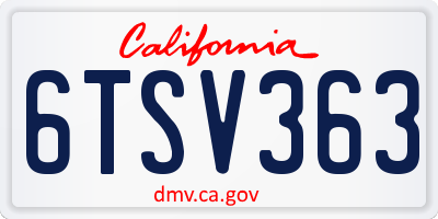 CA license plate 6TSV363