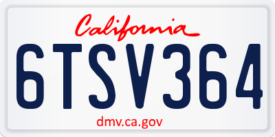 CA license plate 6TSV364