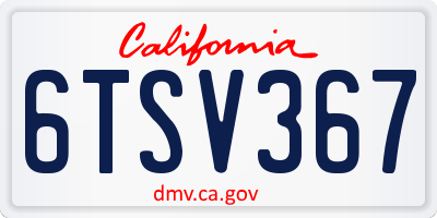 CA license plate 6TSV367