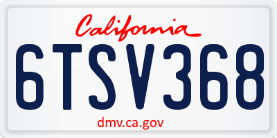 CA license plate 6TSV368