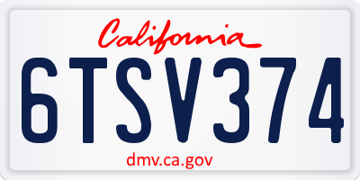 CA license plate 6TSV374