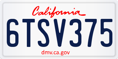 CA license plate 6TSV375