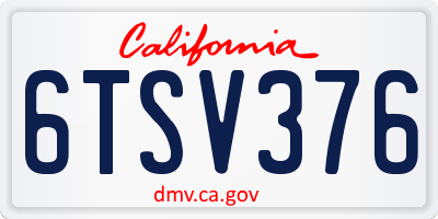CA license plate 6TSV376