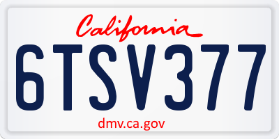 CA license plate 6TSV377