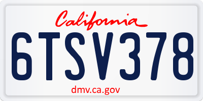 CA license plate 6TSV378