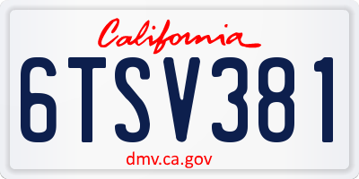 CA license plate 6TSV381