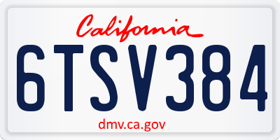 CA license plate 6TSV384