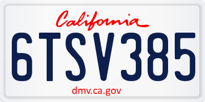 CA license plate 6TSV385