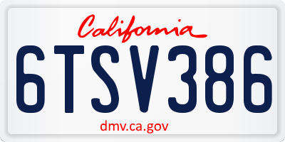 CA license plate 6TSV386