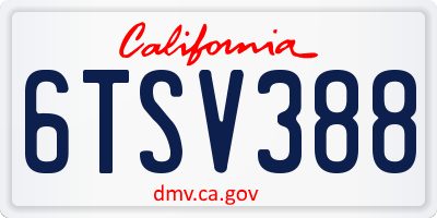 CA license plate 6TSV388