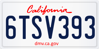 CA license plate 6TSV393