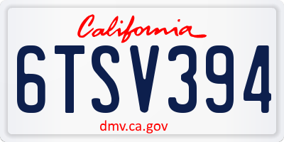 CA license plate 6TSV394