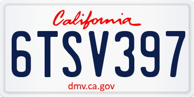 CA license plate 6TSV397