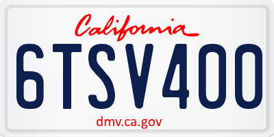 CA license plate 6TSV400
