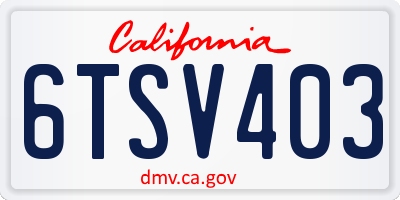 CA license plate 6TSV403