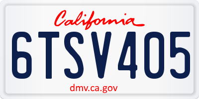 CA license plate 6TSV405