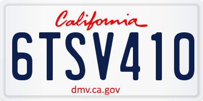 CA license plate 6TSV410