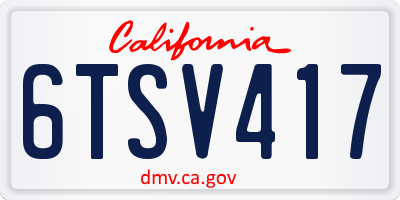 CA license plate 6TSV417