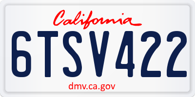 CA license plate 6TSV422
