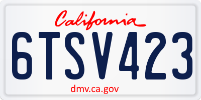 CA license plate 6TSV423