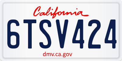 CA license plate 6TSV424