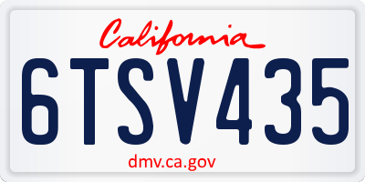 CA license plate 6TSV435