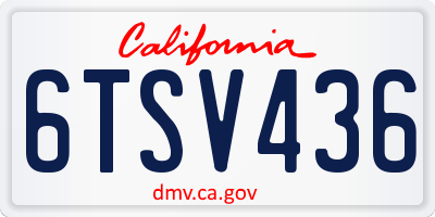 CA license plate 6TSV436
