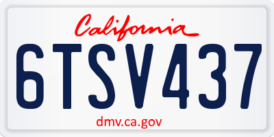 CA license plate 6TSV437