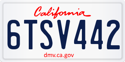 CA license plate 6TSV442