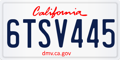 CA license plate 6TSV445