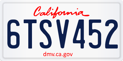 CA license plate 6TSV452